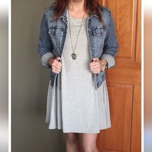 Old Navy dress swing style stretchy mini length short sleeve heather gray M